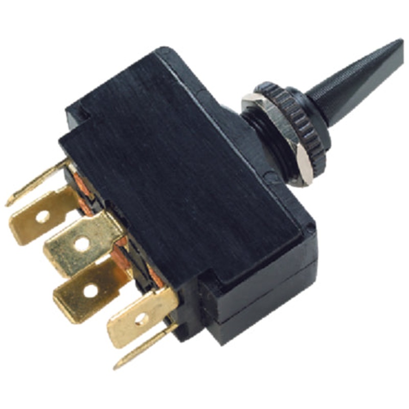 Seachoice 12031 3 Position Toggle Switch, Black Plastic Paddle Mom. On/Off/Mom. On