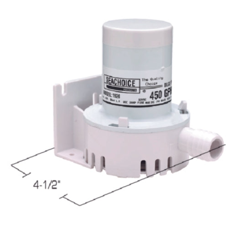Seachoice 19261 12V Mini Bilge Pump 450 GPH With 3/4" Ports