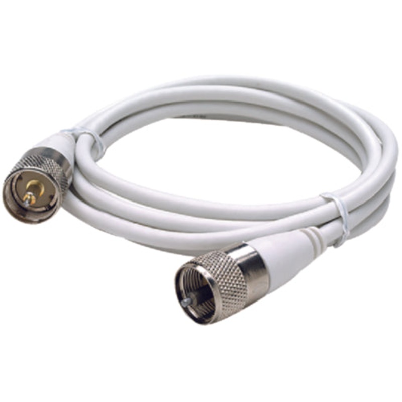 Seachoice 19781 5' RG58U White Coaxial Antenna Cable Assembly, Includes PL259 Fittings on Both Ends