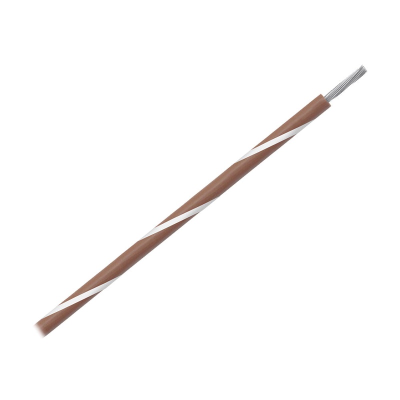 Pacer 16 AWG UL Striped Marine Wire - Brown w/White Stripe - 600 Voltage Rating
