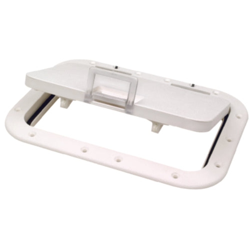 Seachoice 39131 Polypropylene 7" x 11" ID Hatch With Molded in 100 Degree Stainless Steel Hinge