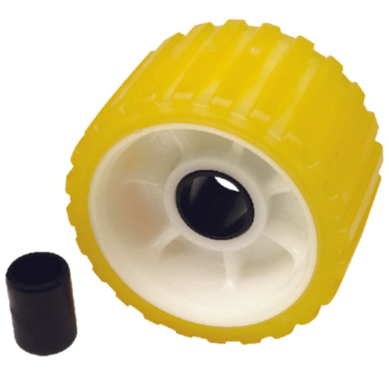 Seachoice 56540 Non-Marking TP Yellow Rubber Ribbed Roller 5" D x 3" W With 1-1/8" ID Hole
