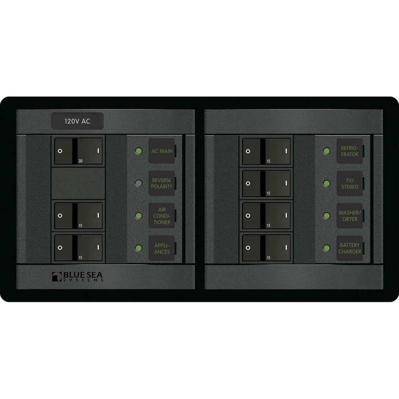Blue Sea 1230 120V AC Main + 6 Positions - Horizontal