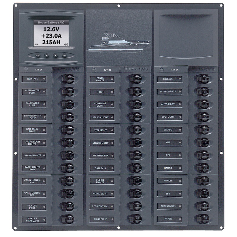 BEP Cruiser Series DC Circuit Breaker Panel w/Digital Meters 36SP DC12V