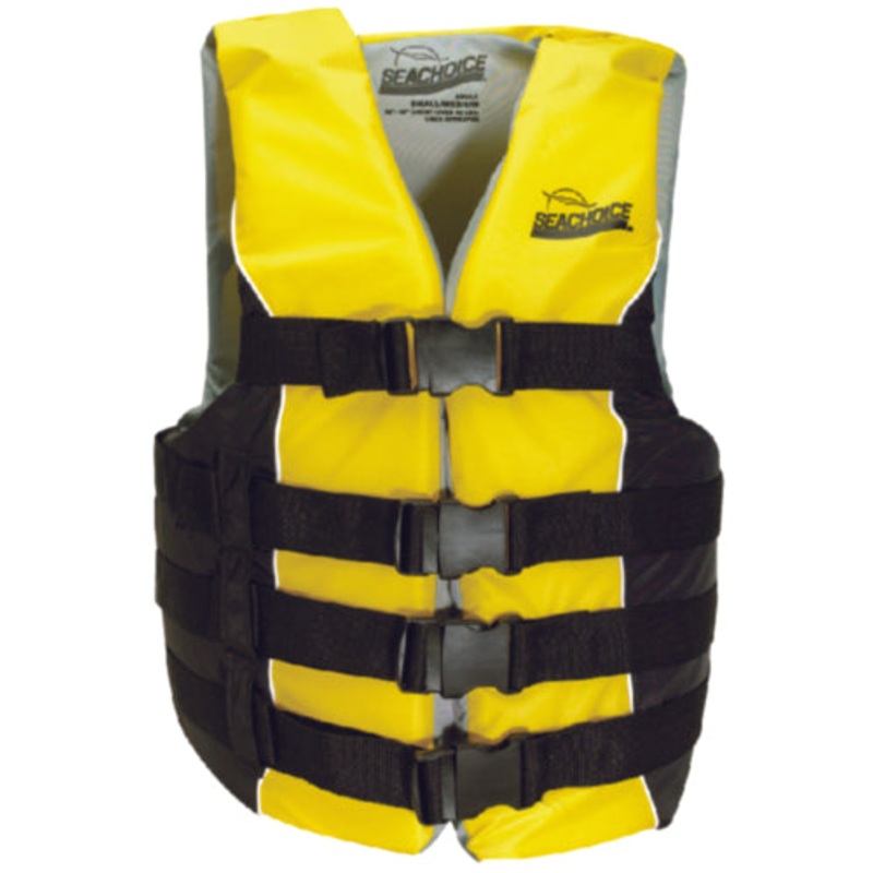 Seachoice 50-86420 Deluxe 4-Belt Ski Vest - Yellow/Black, Lg/XL