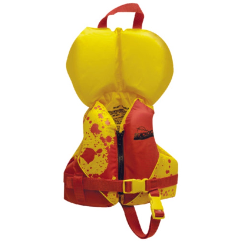 Seachoice 86100 Type ll  Deluxe Childrens Vest  - Infant, Red/Yellow Life Vest With Pop-Up Pillow