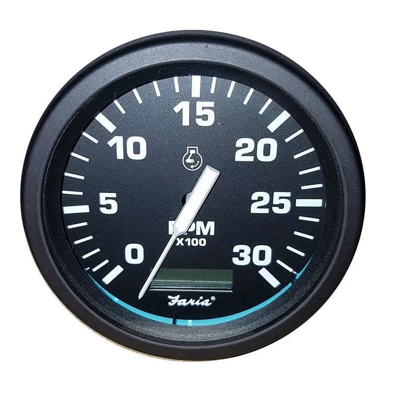 Faria Heavy-Duty Black 4" Tachometer w/Hourmeter (3000 RPM) (Diesel) (Mag Pick-Up)
